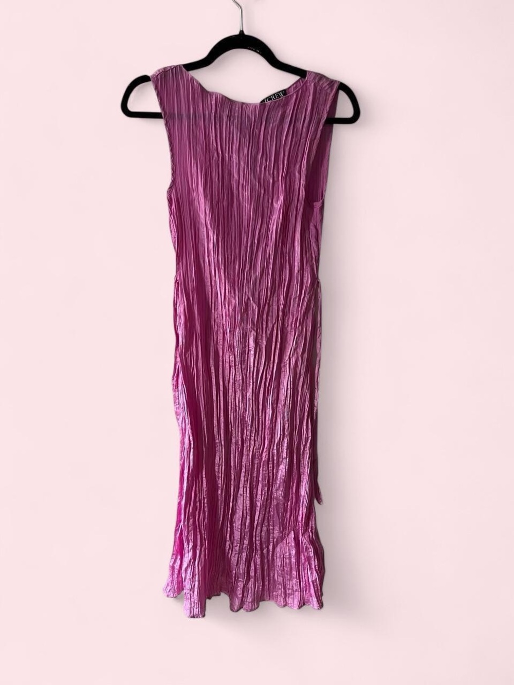 J. Crew Sleeveless Crinkle Midi Dress in Magenta
